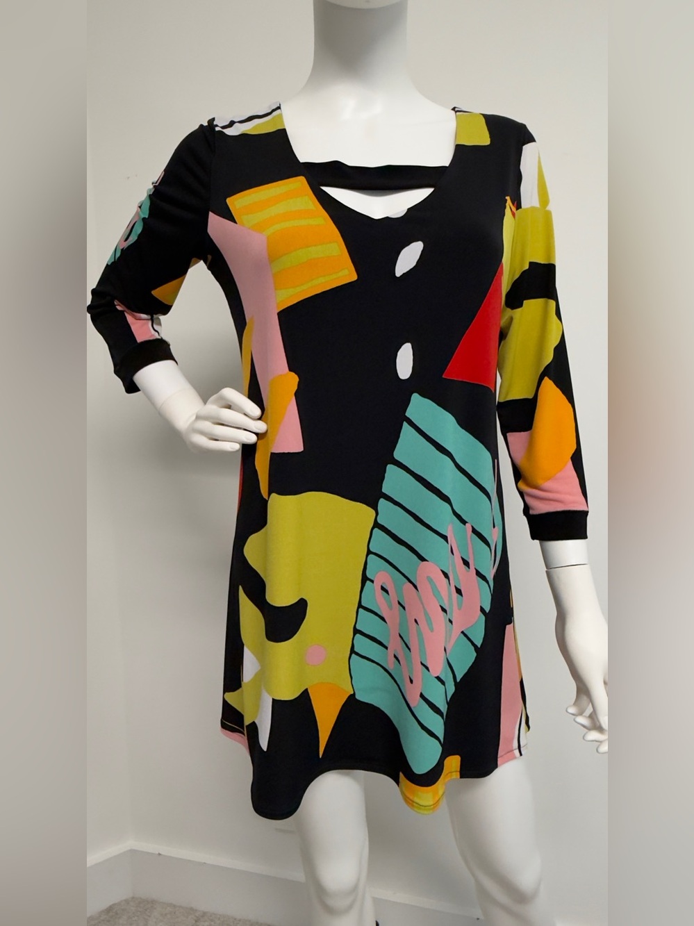Eva Varro Abstract Art Print Tunic Dress Size L